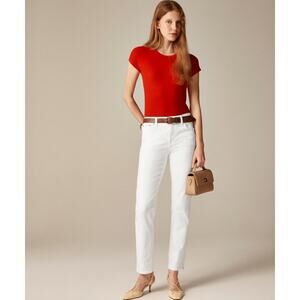 J.Crew 2003 Petite Slim Jean WMNS 27P White Denim Mid-Rise Super Stretch Zip Fly